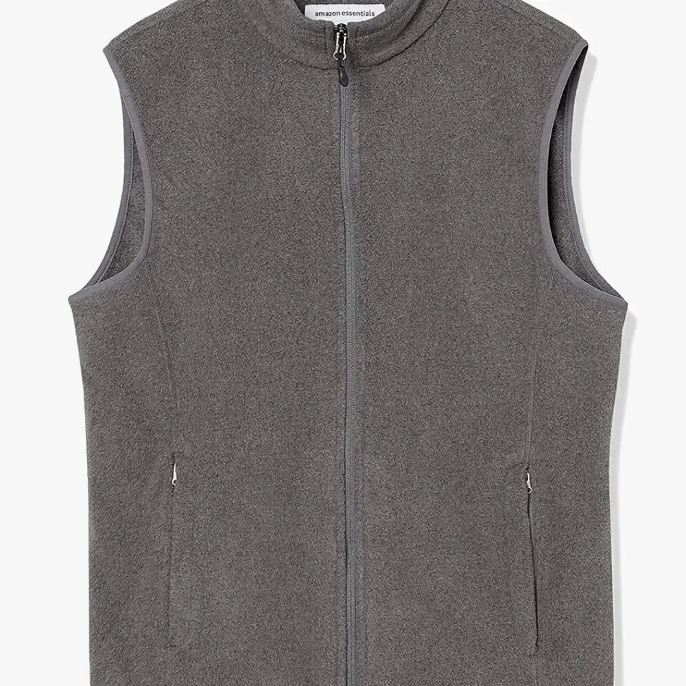 Amazon Essentials Men's Polar Fleece Vest Full Zip Charcoal XL